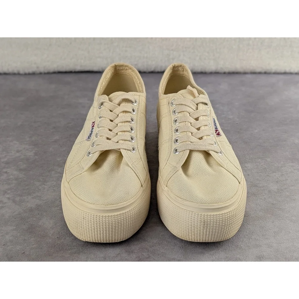 Superga 2790 Linea Platform Sneakers Beige Canvas Low Top Womens 8.5 S0001J0